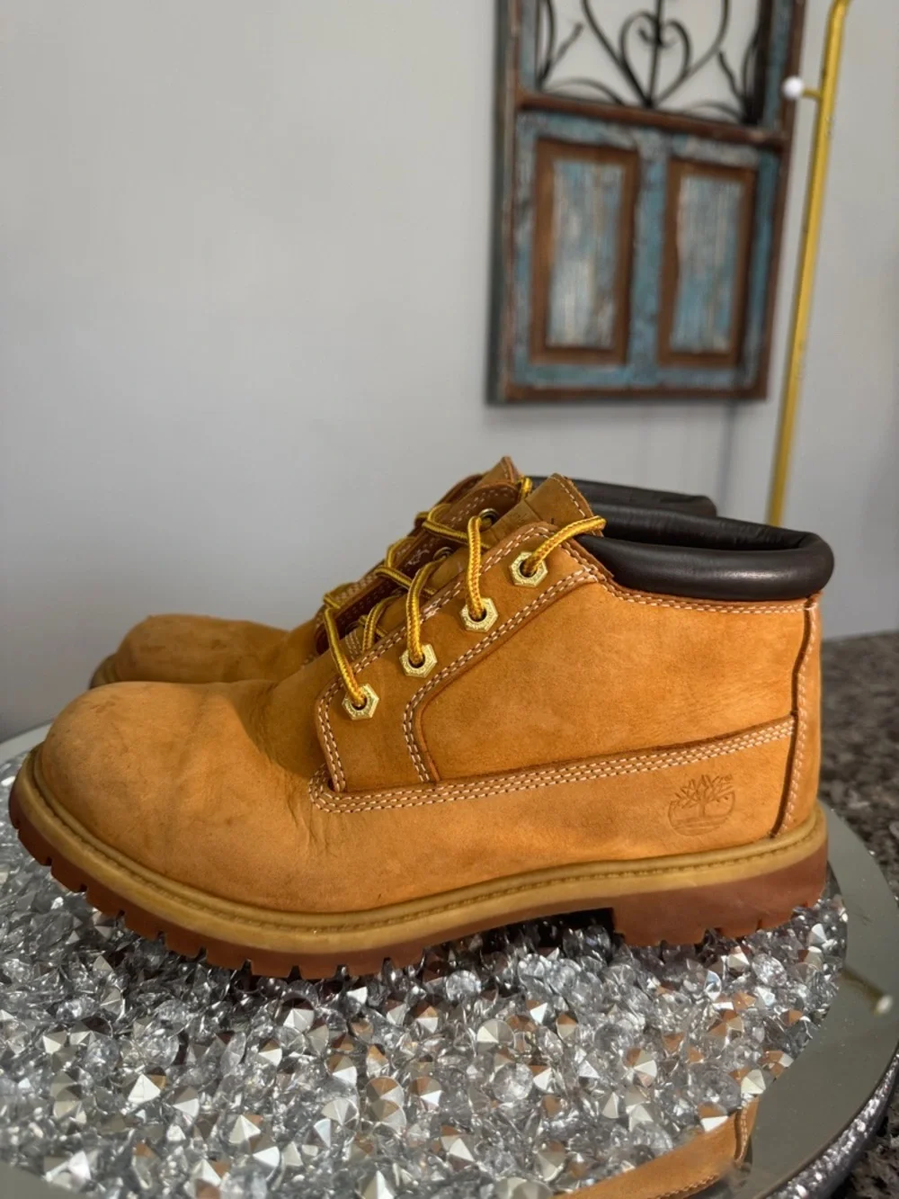 Timberland leather waterproof Wheat Nubuck Ankle Work Boots - Tan GUC 9